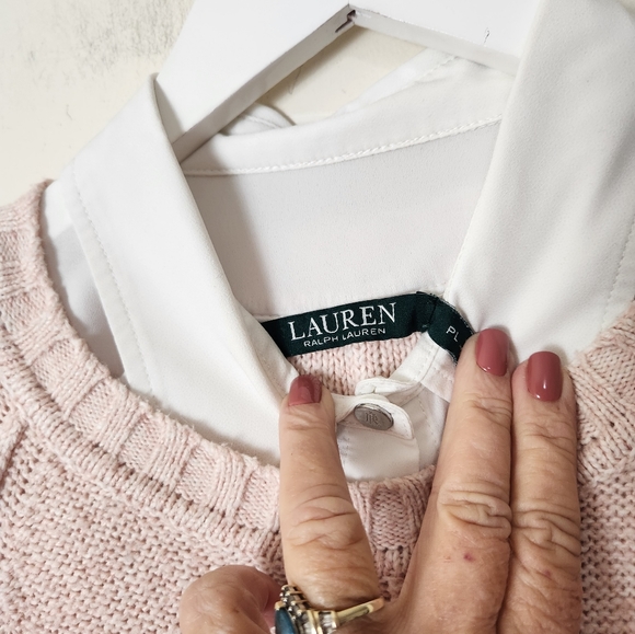Lauren Ralph Lauren Preppy Pink Soft Academia Coquette Girl Sweater size PL - Picture 4 of 11